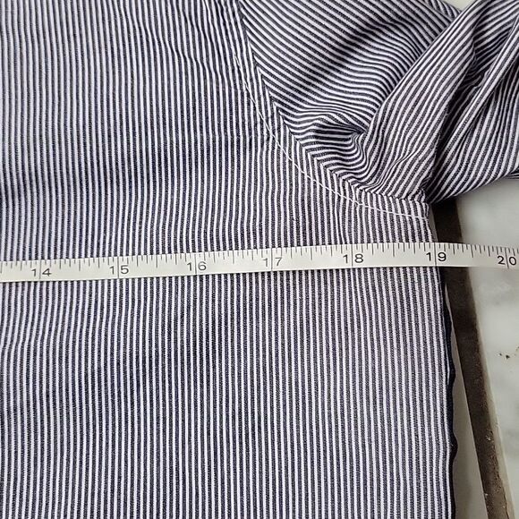 Gibson Men's blue white striped half button up shirt size M long sleeve - Picture 8 of 10